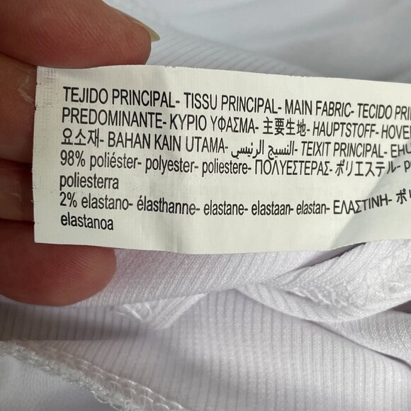 ZARA White Pleated Panel Boxy Sleeveless Ribbed V-Neck Blouse Women's Size M - Picture 8 of 10